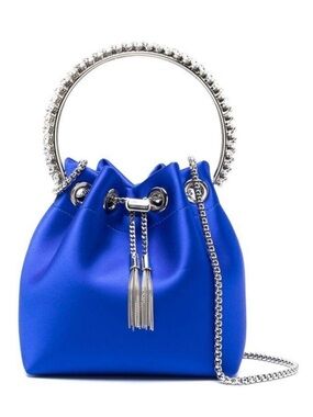 Jimmy Choo Electric Blue Satin Bon Bon Bag. NIB